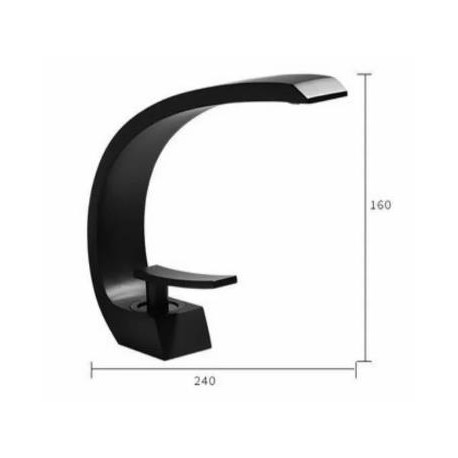 Basin Mixer Matte Black Curve h: 24cm W: 16cm Base: 5cm