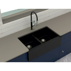 Sink Double Stirling Caldera Nera 2 Bowl Granite - Black (900 x 540 x 229)