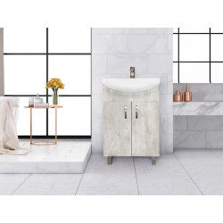 Lebo Floor Standing Cement Grey Cabinet & Ceramic Drop In Basin - 550mm