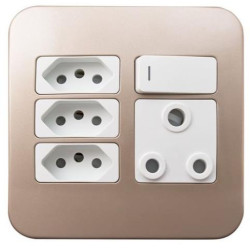 Veti Switch Plug 1x16a 3xeuro - White/Champ