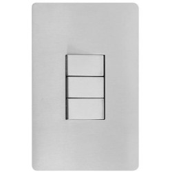 CBI 4x2 Light Switch 3Lever 2Way - Silver/metal  80 x 126 mm