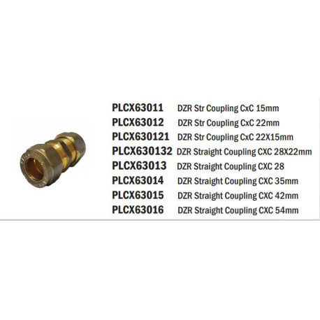 Brass Coupler Straight CXC 15mm - REIGN DZR