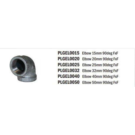 Galvanised Elbow 20mm 90deg FxF