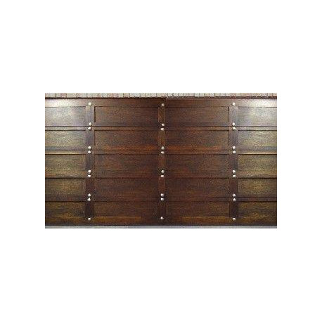 Garage door Double Meranti Sectional Overhead (Rustic blocks)